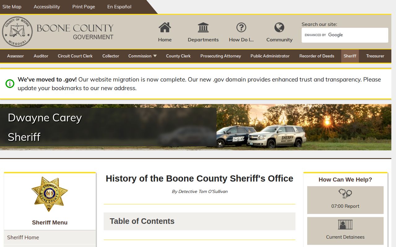 Boone County Jail history and release transfer context
