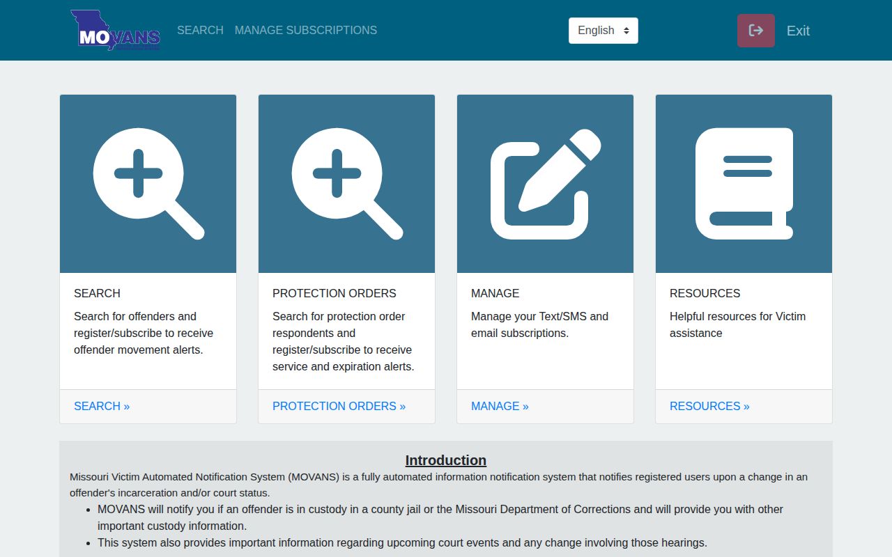 Boone County VINELink release check through the current Missouri MOVANS portal
